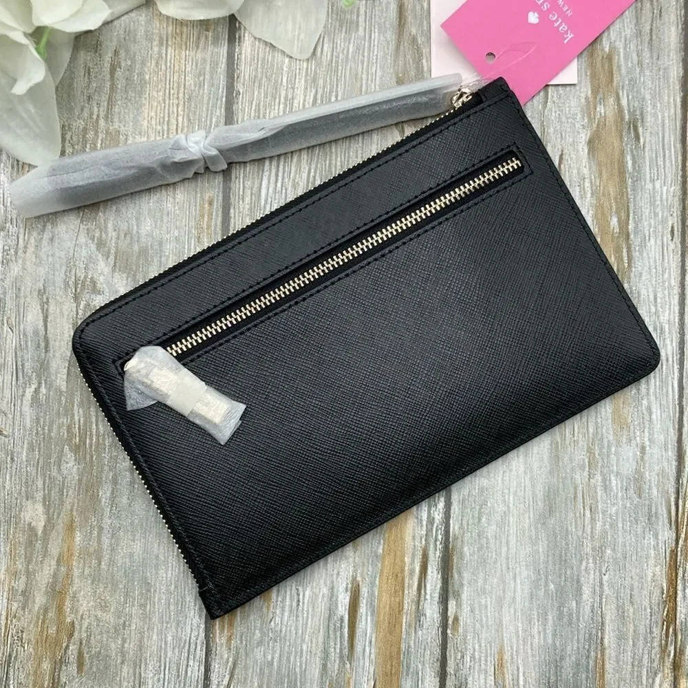 KATE SPADE Black Staci Medium L Zip Wristlet Wallet Bag Purse
